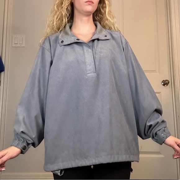 Vintage-Women’s XL WEATHERPROOF Garment Co Wedgwood Blue Faux Suede Pullover - Picture 3 of 9
